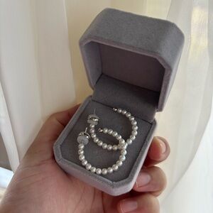 Elegant Pearl Hoop Earrings
